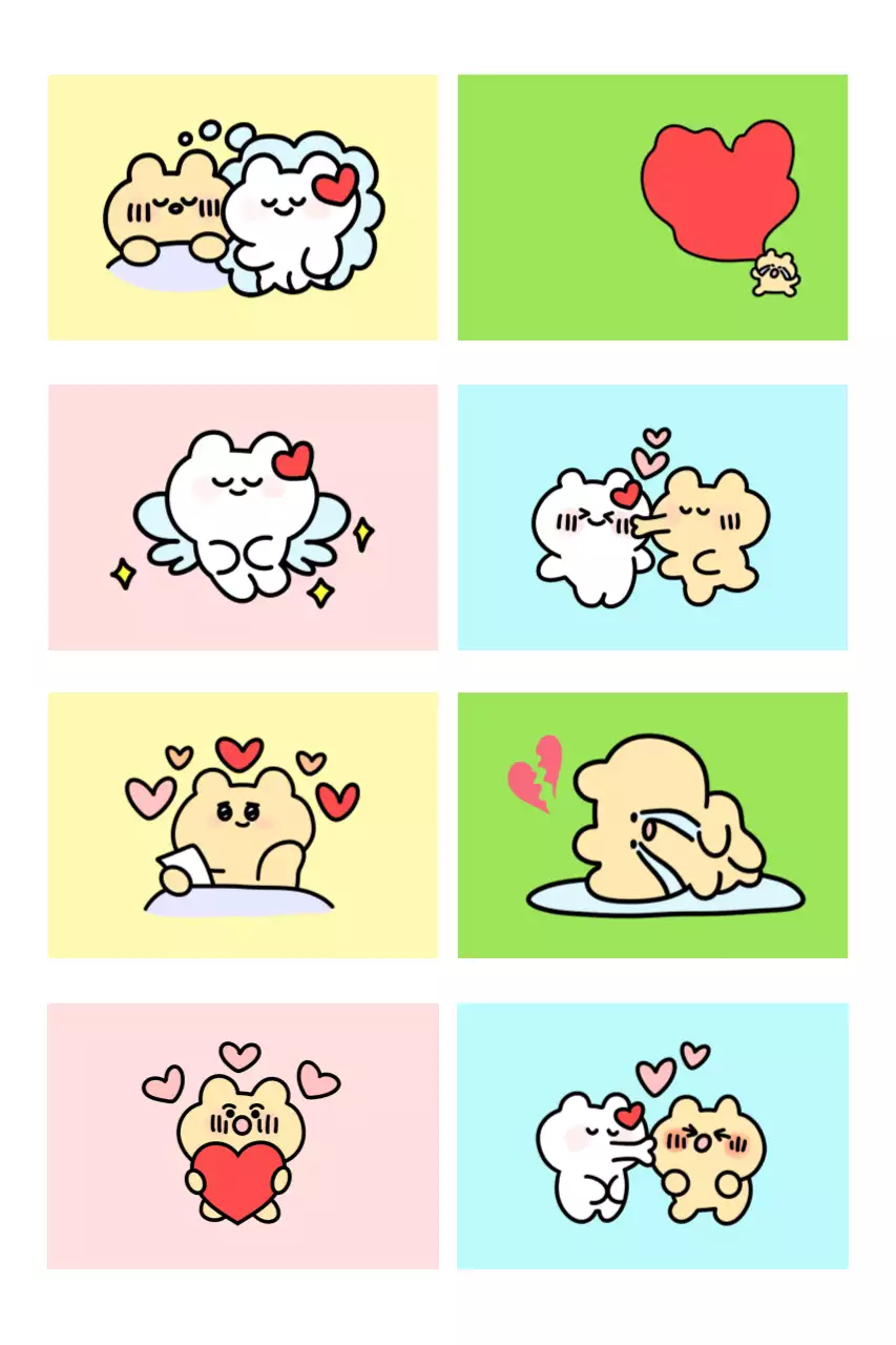 Autocollants d'amour mignons jaunes