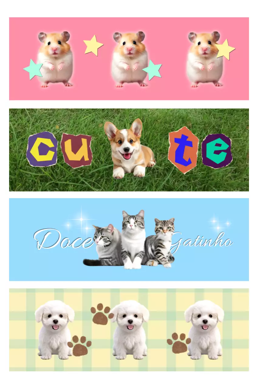 Adesivos fofos de animais rosa