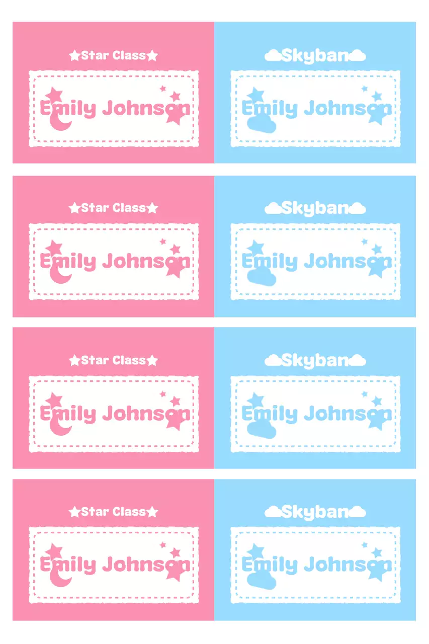 Nhãn dán mẫu giáo màu hồng dễ thương