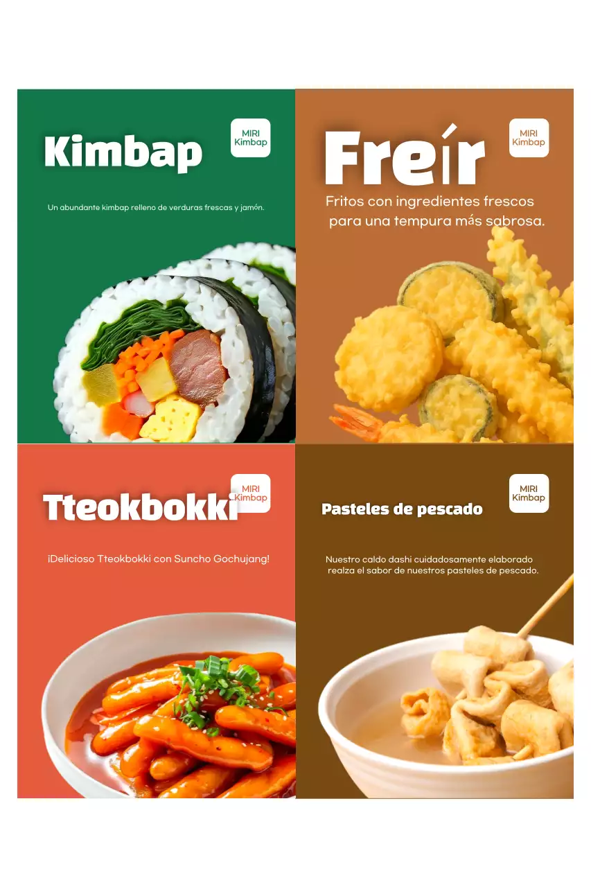 Anuncio de comida coreana ecológica y limpia