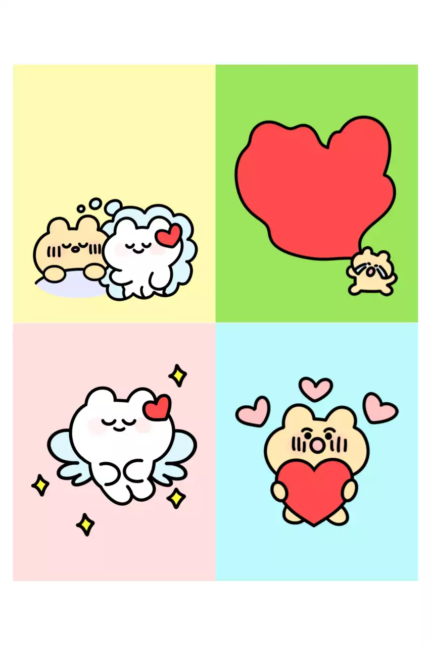 Autocollants de personnages mignons et adorables en violet