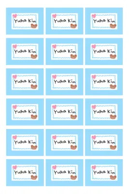 Pegatinas de personajes lindos de color azul cielo