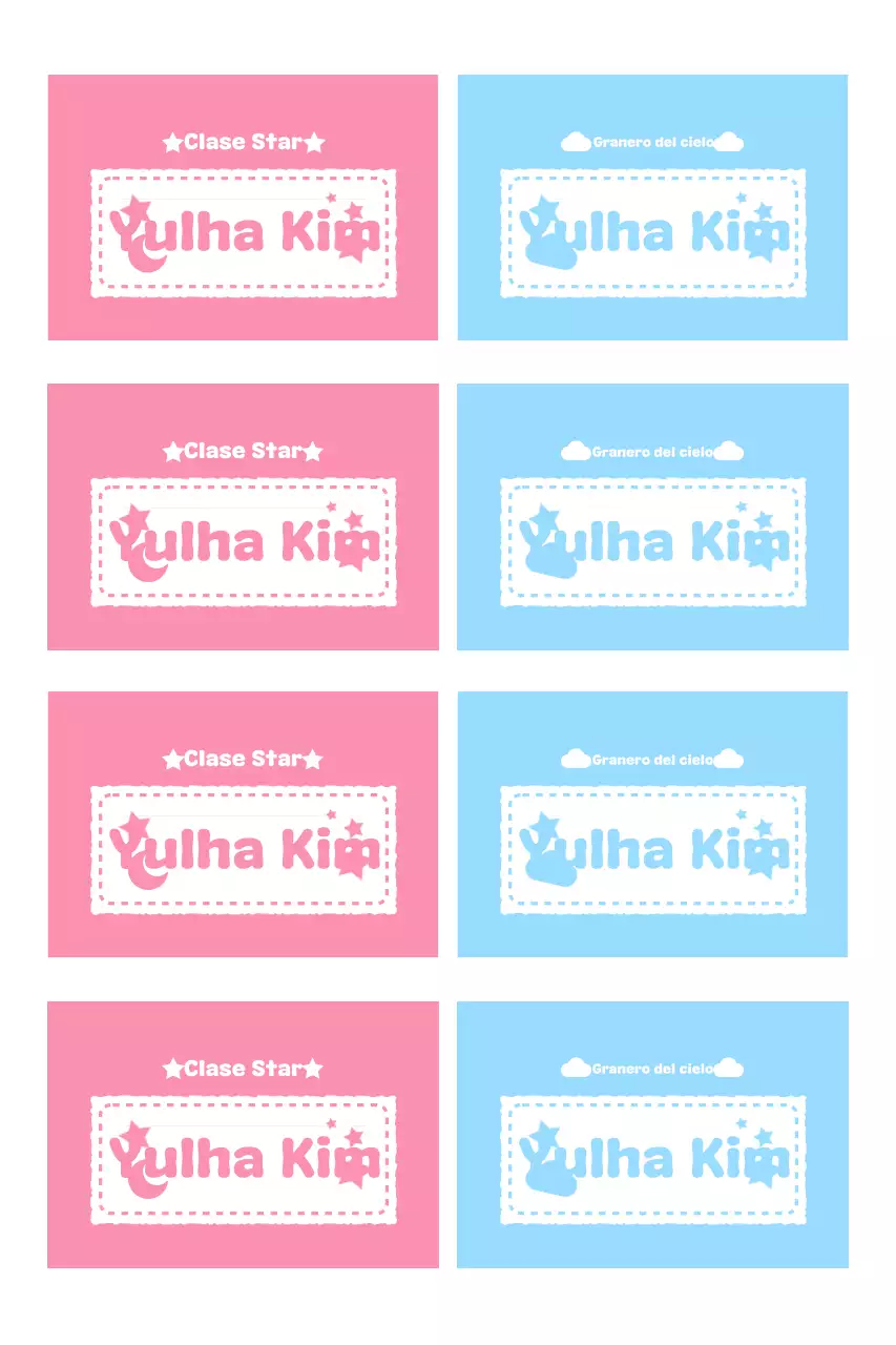 Etiquetas con nombre lindas de color rosa