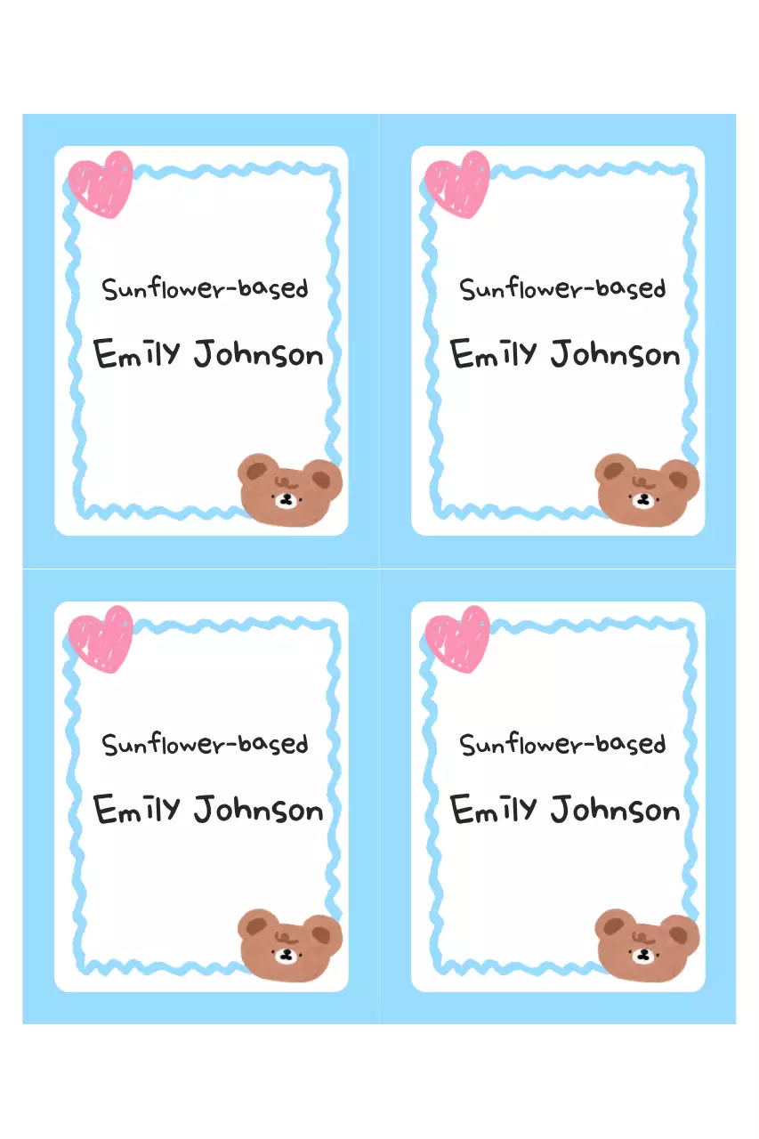 Sky blue cute name tag sticker