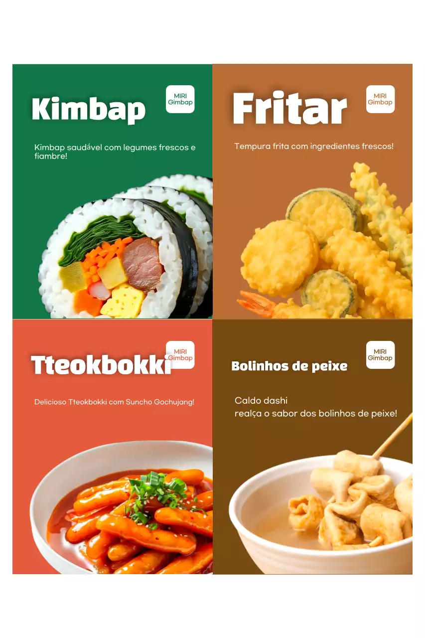 Anúncio de comida coreana limpa e verde