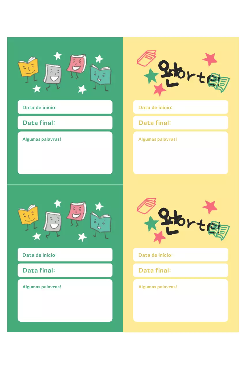 Bloco de notas de leitura verde fofo