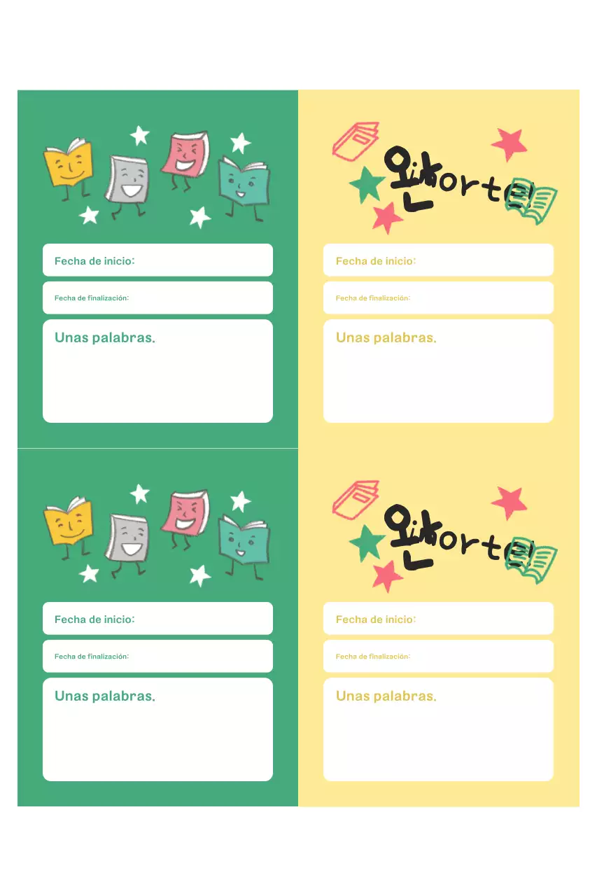 Bloc de notas de lectura verde y bonito