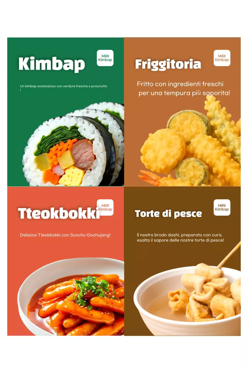 Pubblicità di cibo coreano pulito ed ecologico