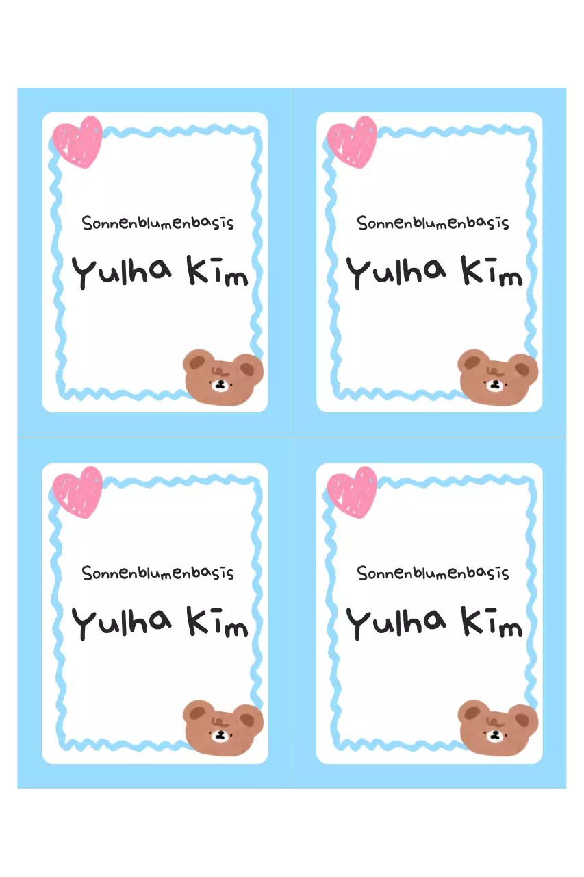 Himmelblauer süßer Namensschild-Aufkleber