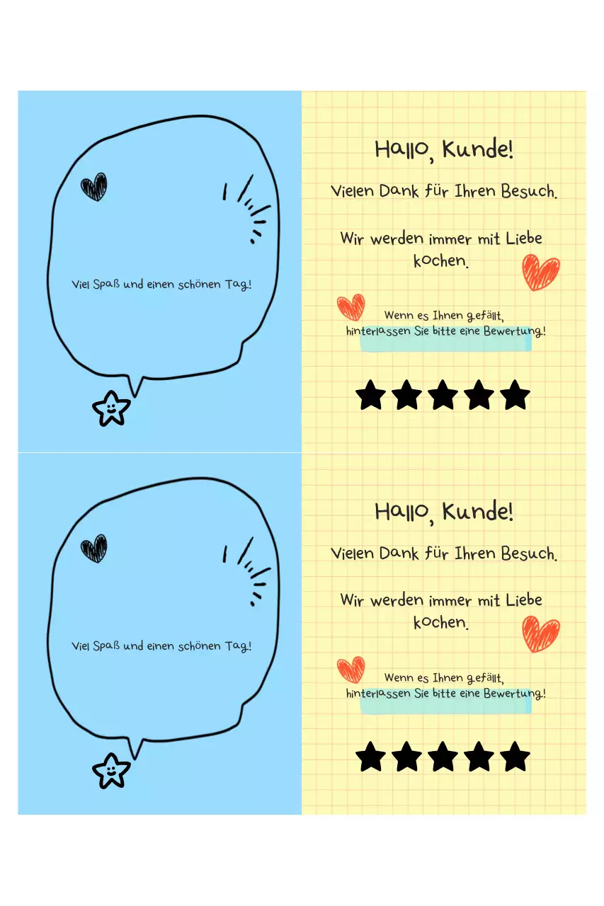 Himmelblaues, süßes Service-Guide-Memo