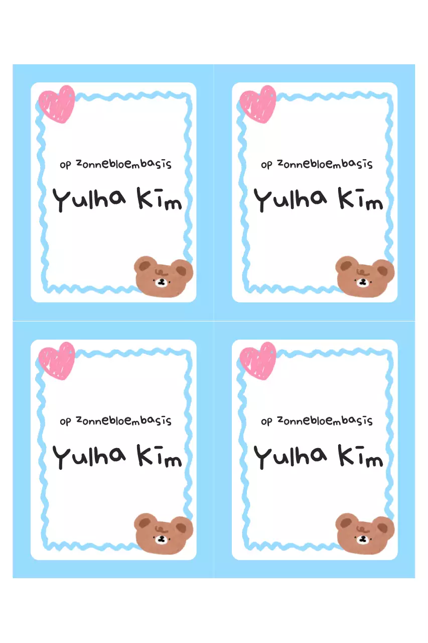 Hemelsblauwe schattige naamsticker