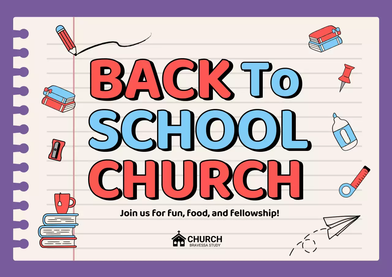 Poster Acara Sekolah Retro Ungu