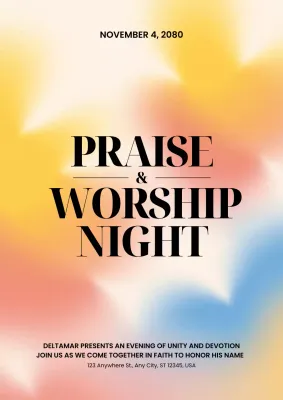 Colorful Simple Worship Announcement Poster