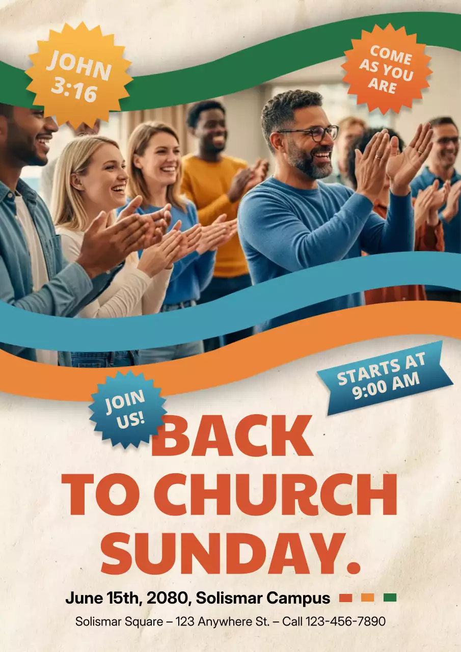 Orange Modern Church Event Announcement Poster