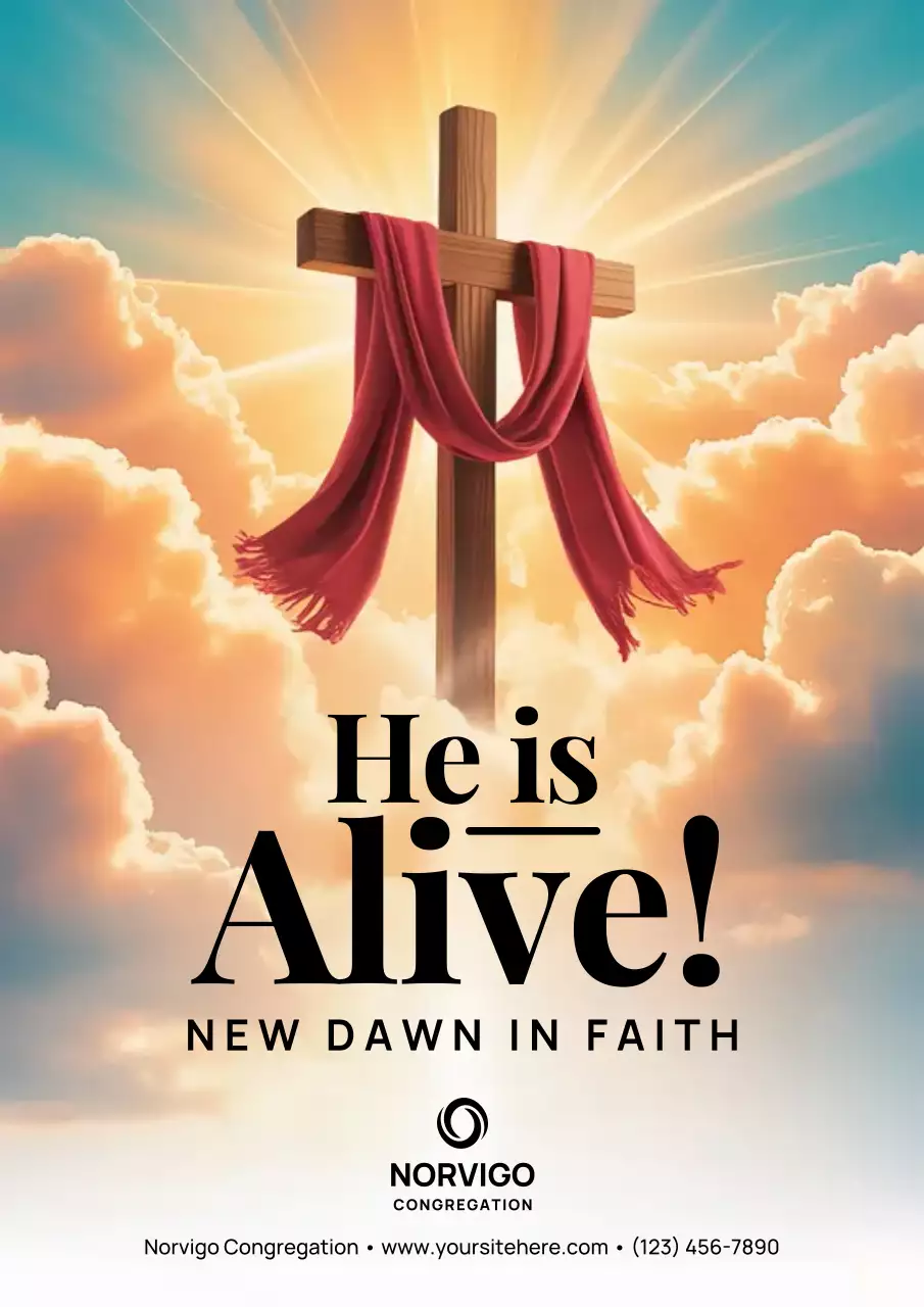 Red Traditional Faith Announcement Poster