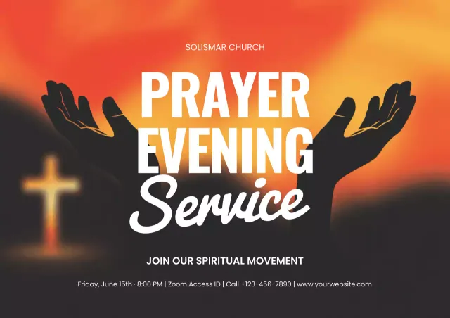 Orange Modern Prayer Announcement Poster