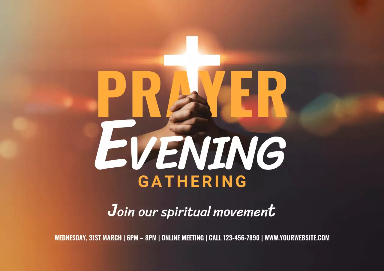 Cartaz de convite para oração moderno em laranja