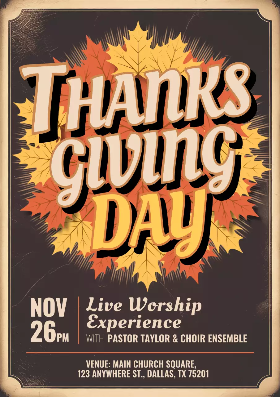 Autumn Thanksgiving Announcement Poster