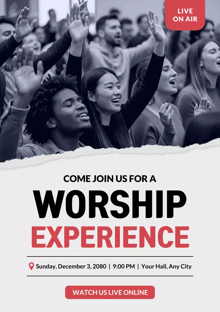 Grey Modern Worship Invitation Poster