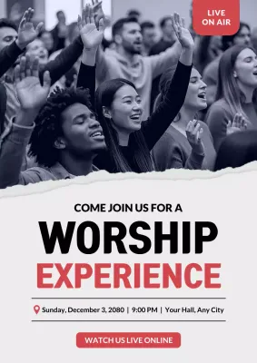 Grey Modern Worship Invitation Poster