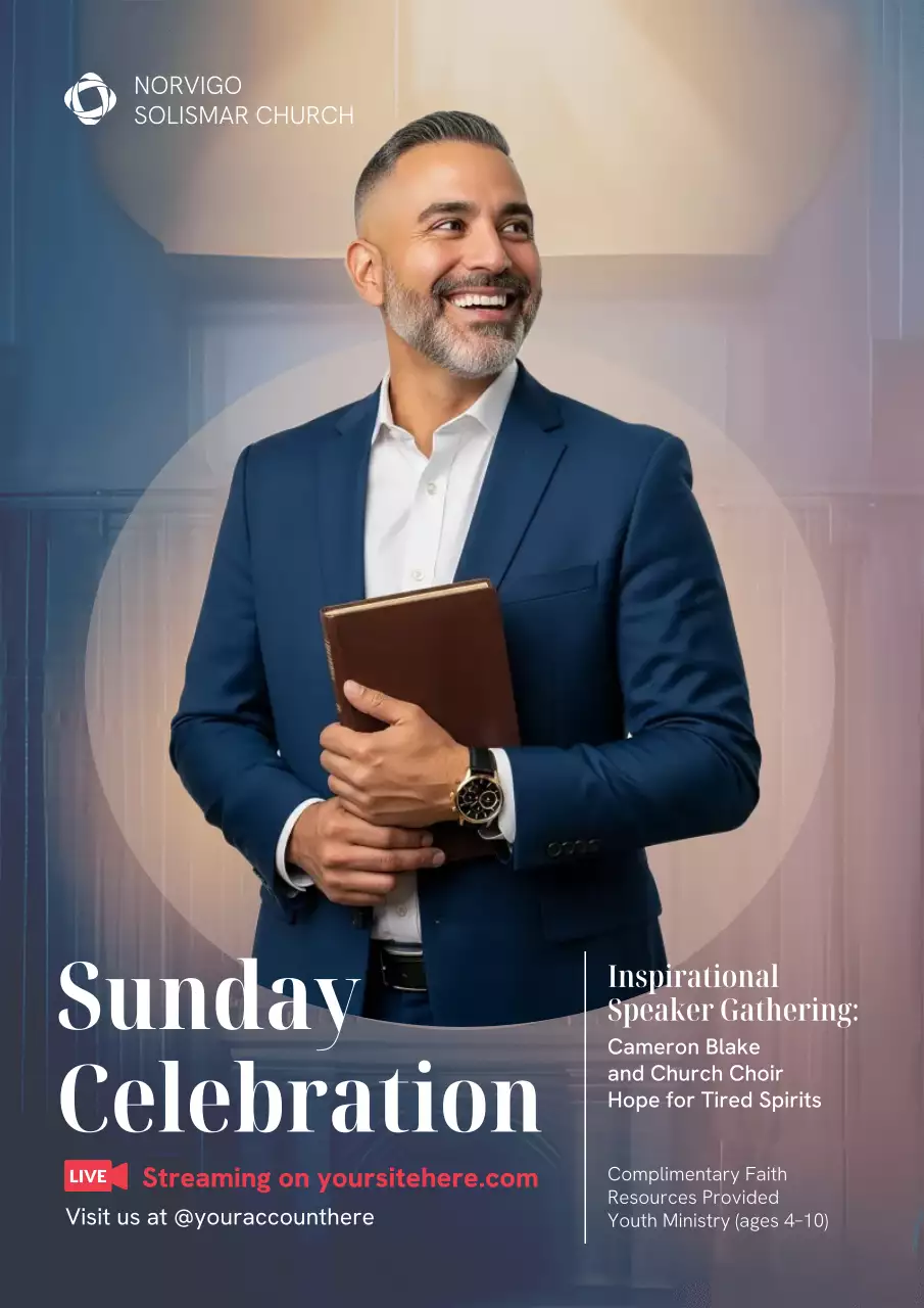 Navy Modern Church Event Poster