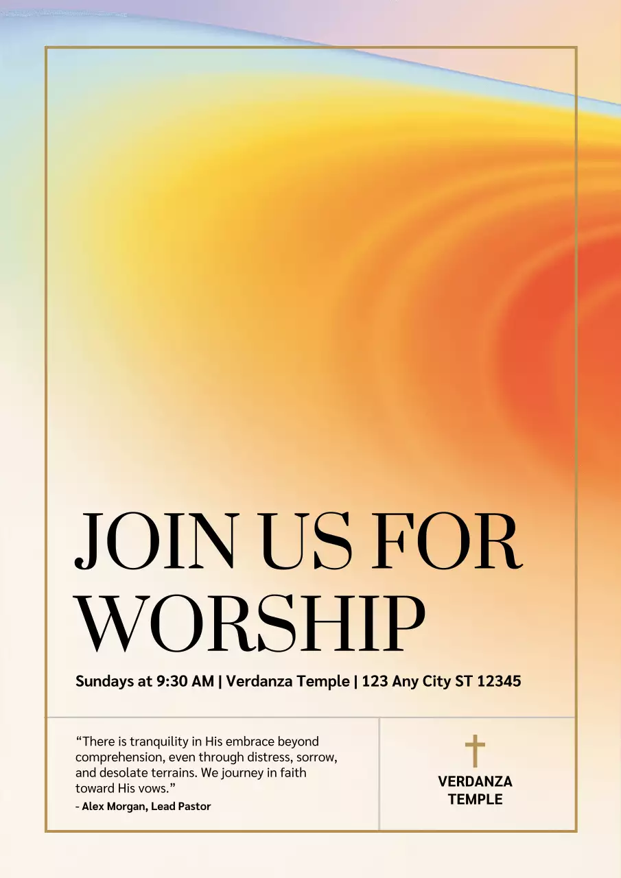 Orange Abstract Worship Invitation Poster