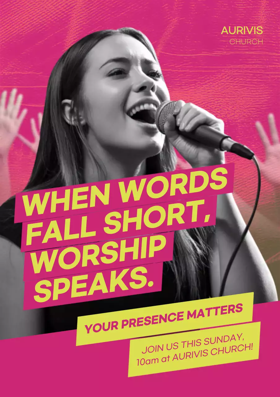 Pink Modern Worship Invitation Poster