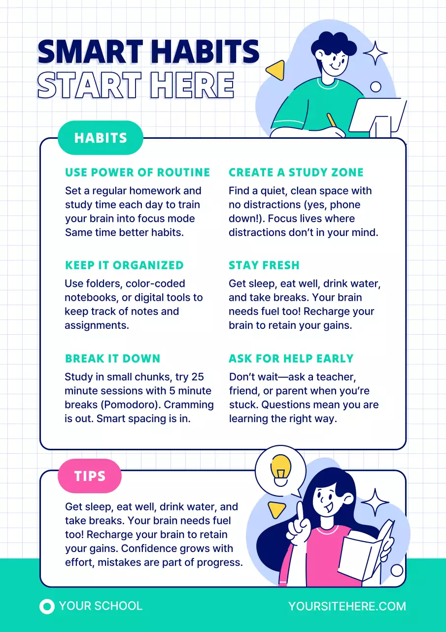 Back to School Study Tips Information Poster