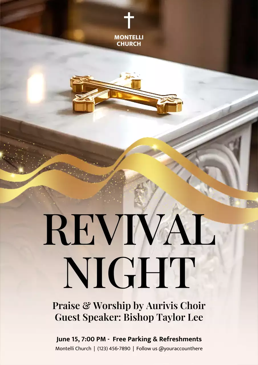 Gold Elegant Church Event Announcement Poster