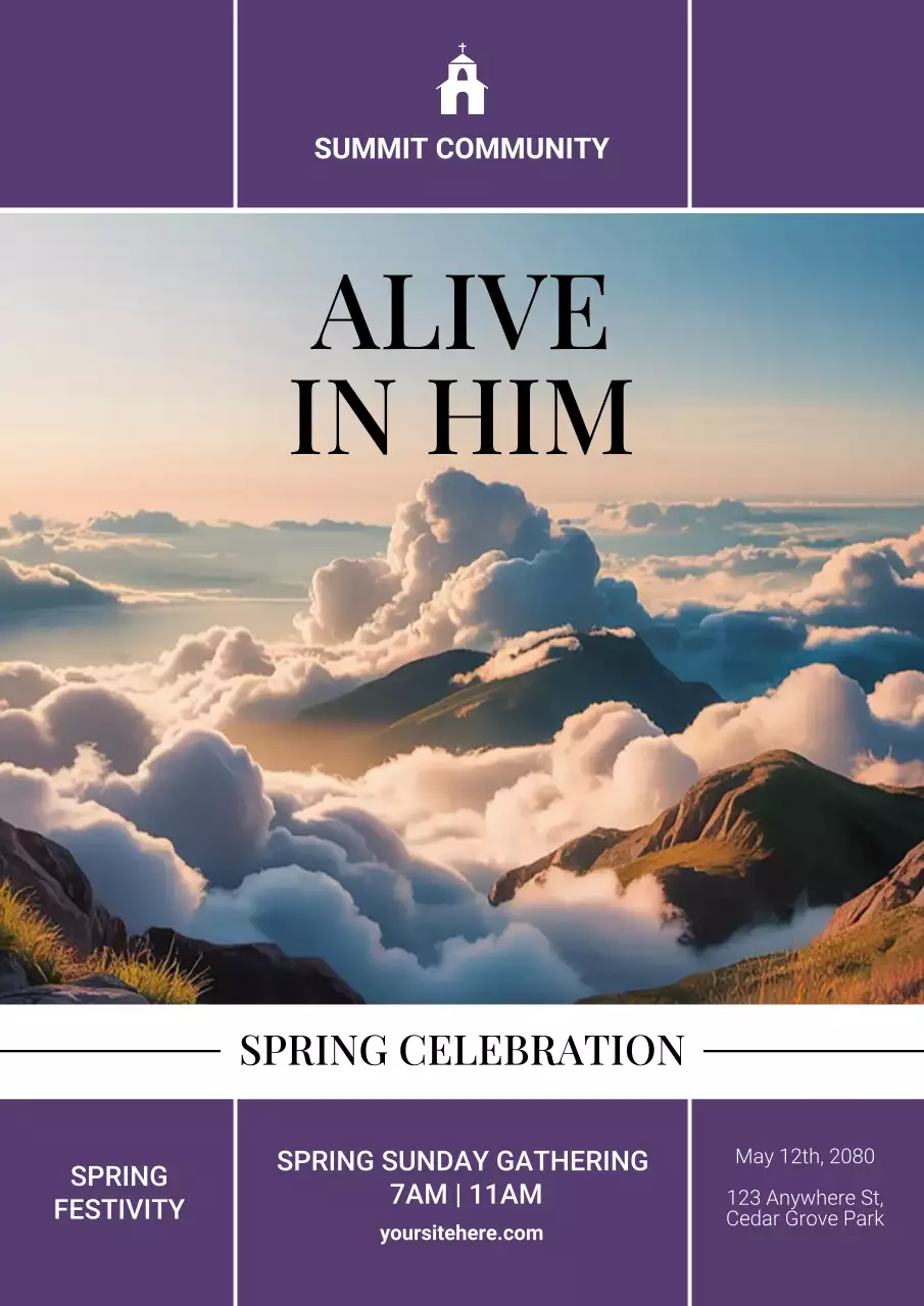 Purple Elegant Church Celebration Poster