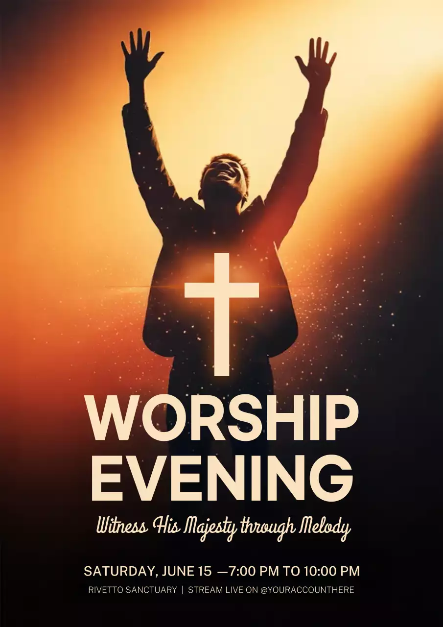 Orange Inspirational Church Music Event Announcement Poster