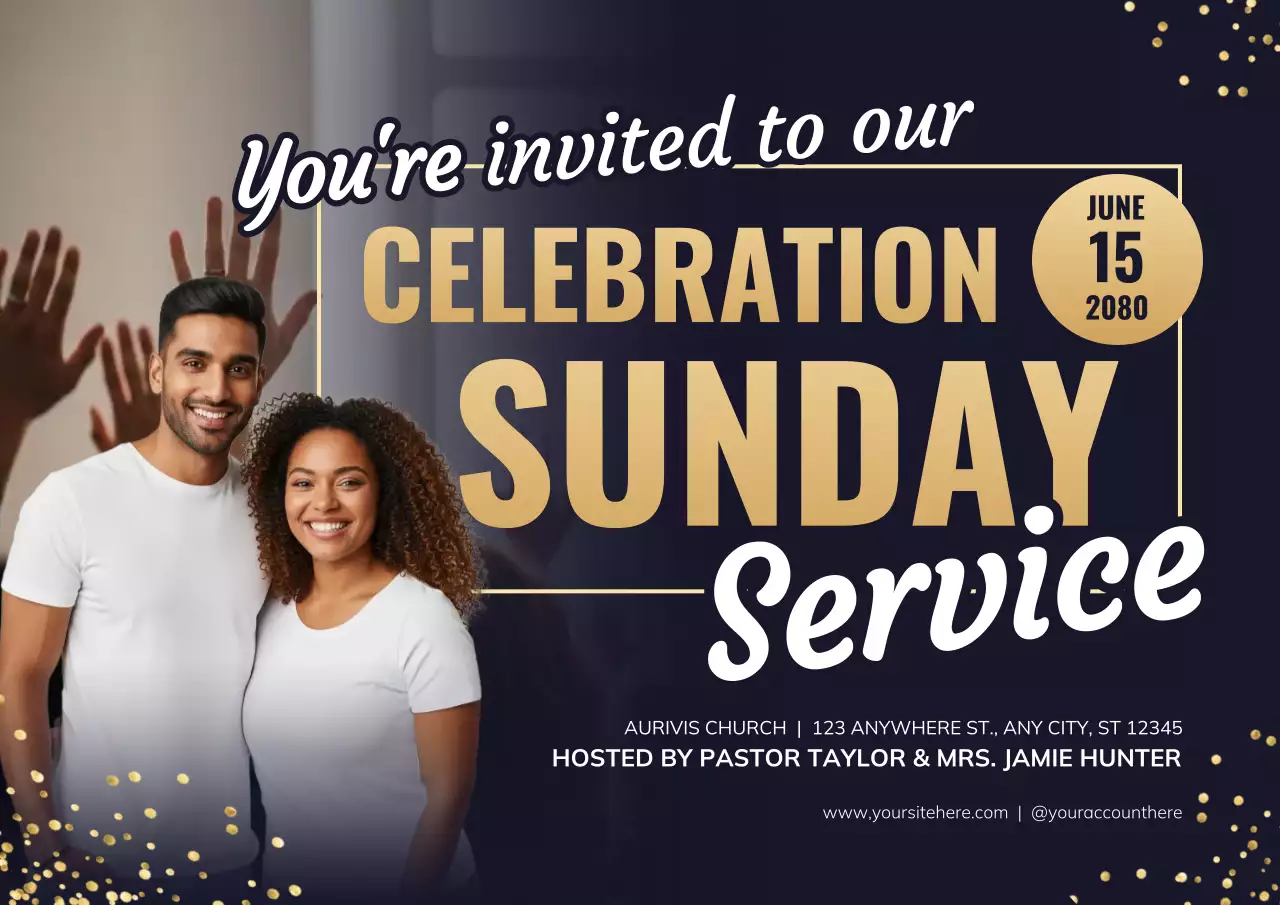 Black Modern Church Invitation Poster