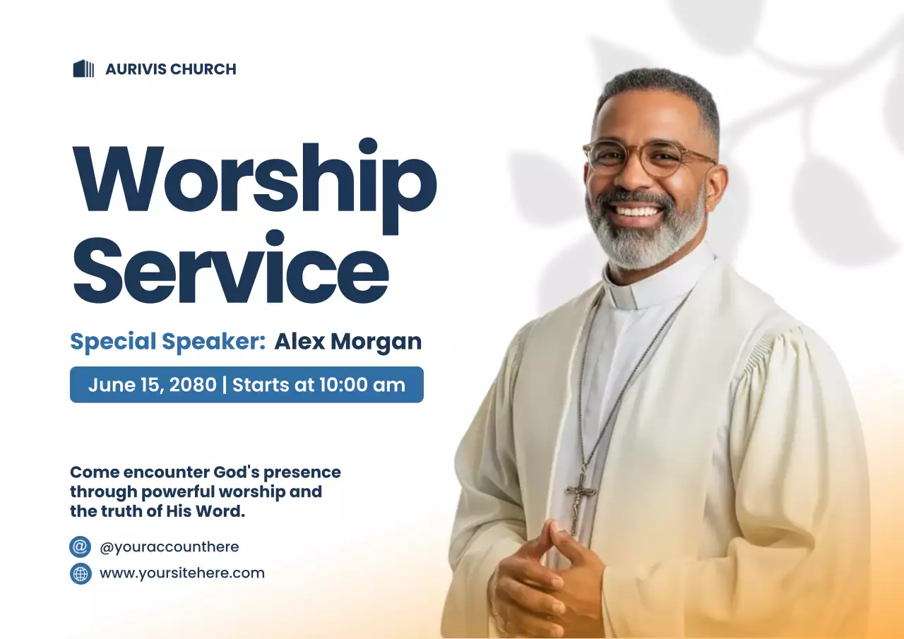 White Modern Worship Announcement Poster