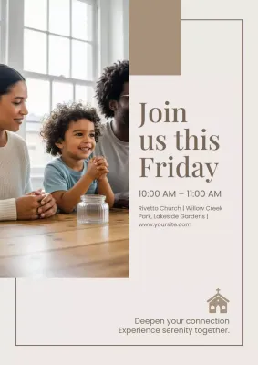 Beige Modern Church Invitation Poster