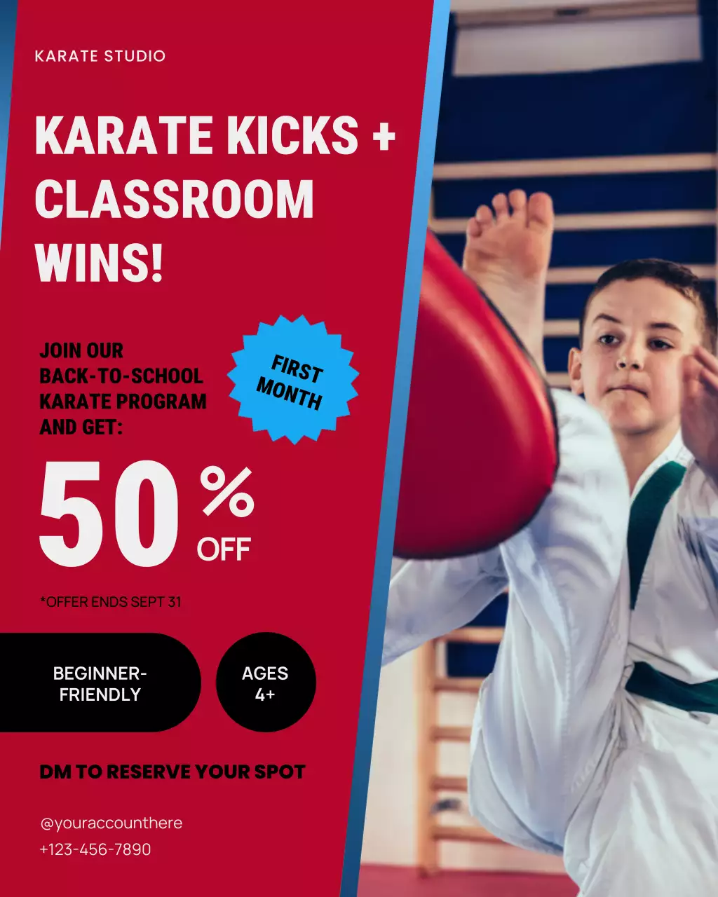 Black Modern Karate Promotion Instagram Post