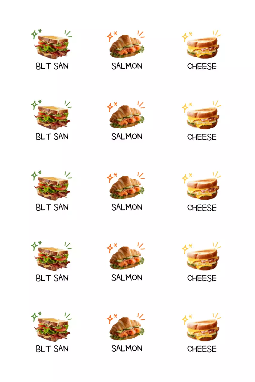 주황 미니멀 샌드위치 메뉴판