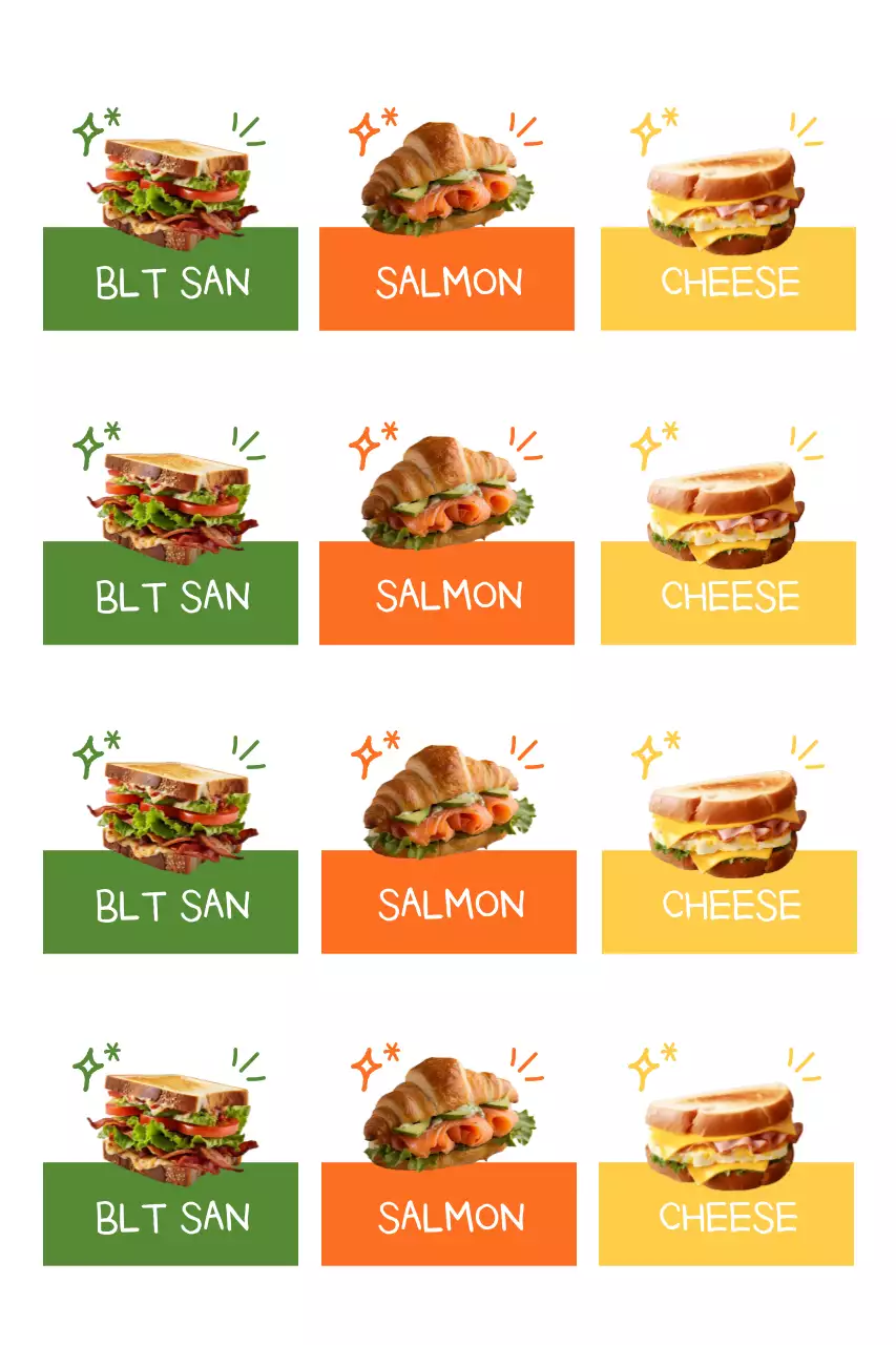 주황 깔끔 샌드위치 메뉴판