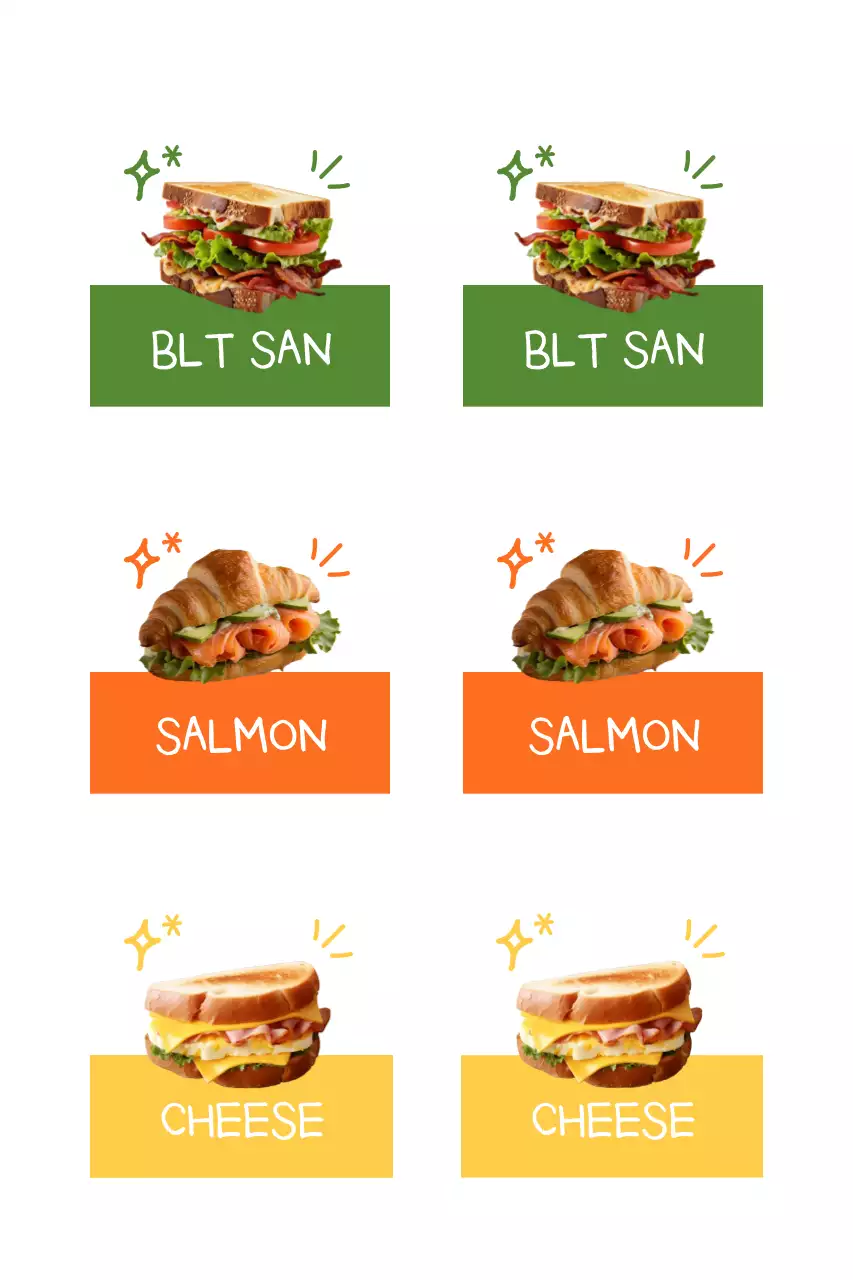 연두 깔끔 샌드위치 메뉴판