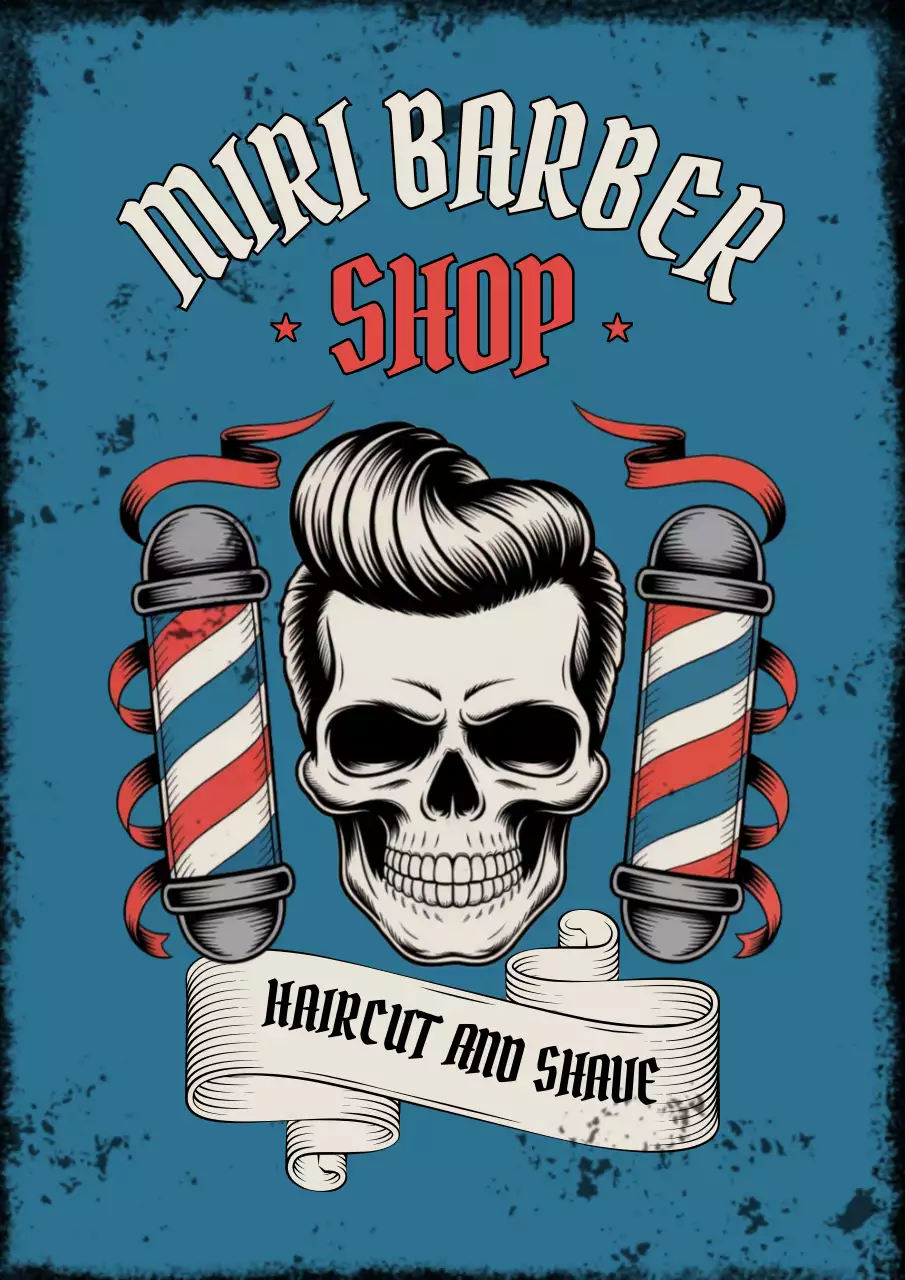 blue retro barber advertisement