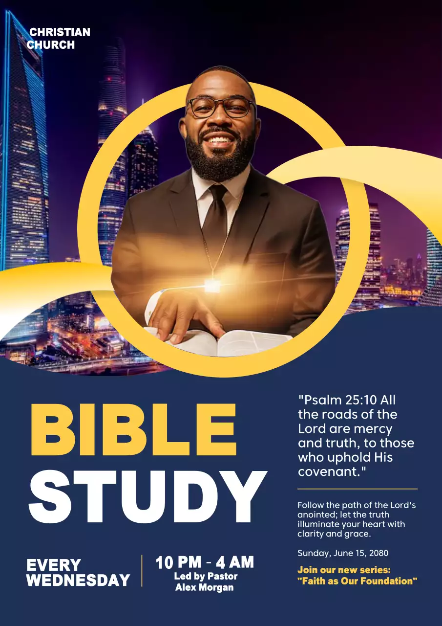 Yellow Modern Bible Study Announcement Poster