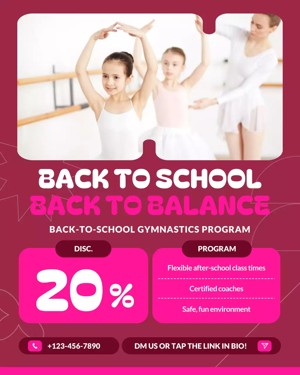 Blue Modern Gymnastics Promotion Instagram Post