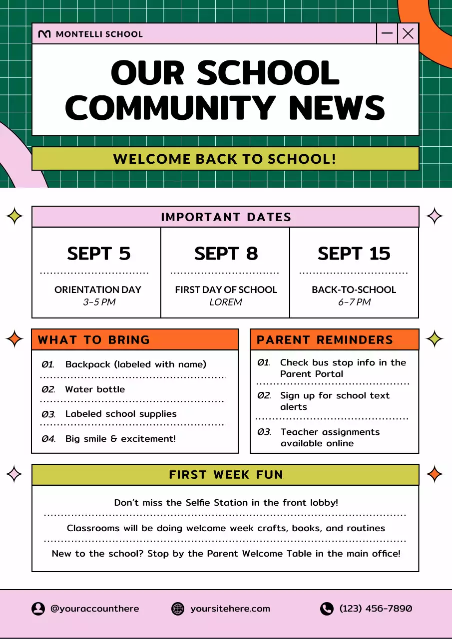 Beige Retro School Newsletter Poster