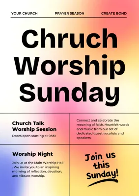 Colourful Modern Worship Invitation Poster