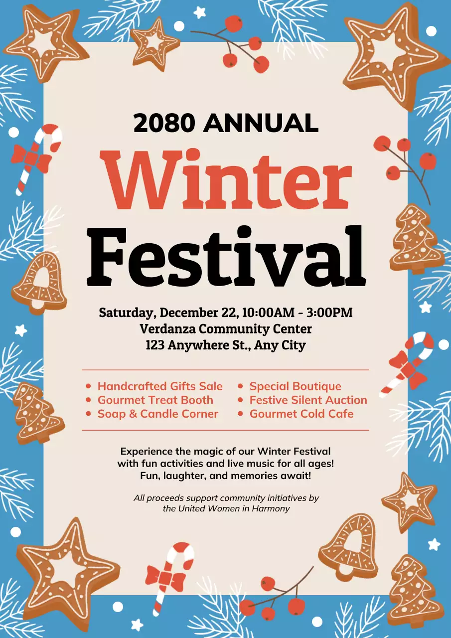 Blue Festive Winter Announcement Poster