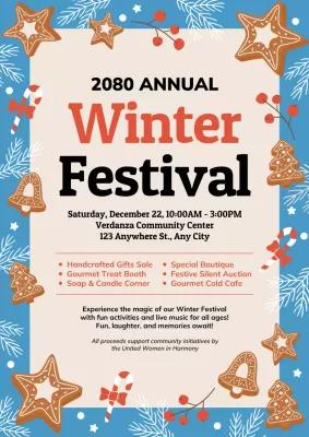 Blue Festive Winter Announcement Poster