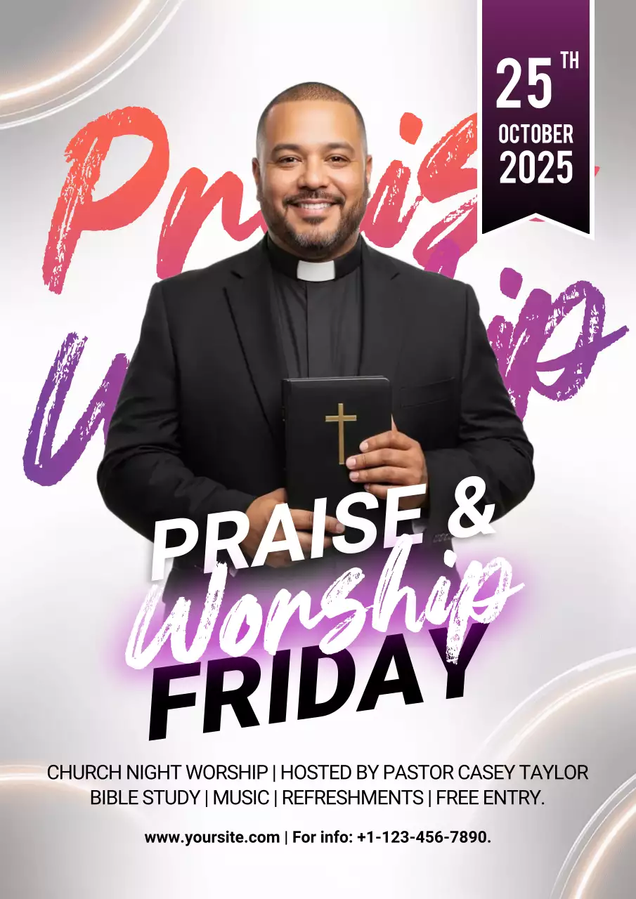 Purple Modern Worship Event Poster