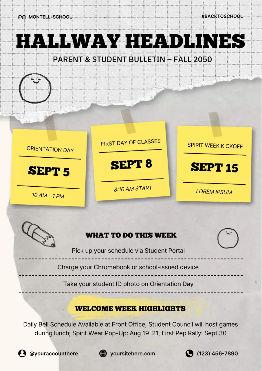 Beige Retro School Newsletter Poster