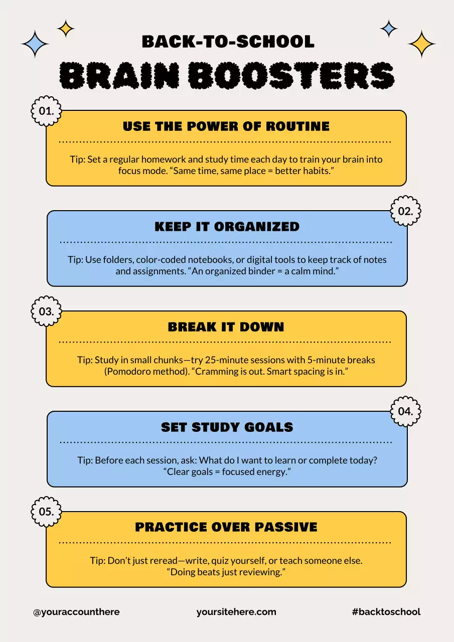 Beige Modern Study Tips Poster