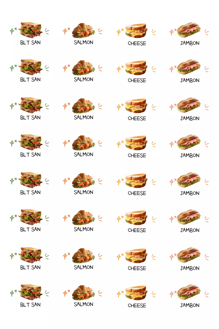 흰색 심플 샌드위치 스티커