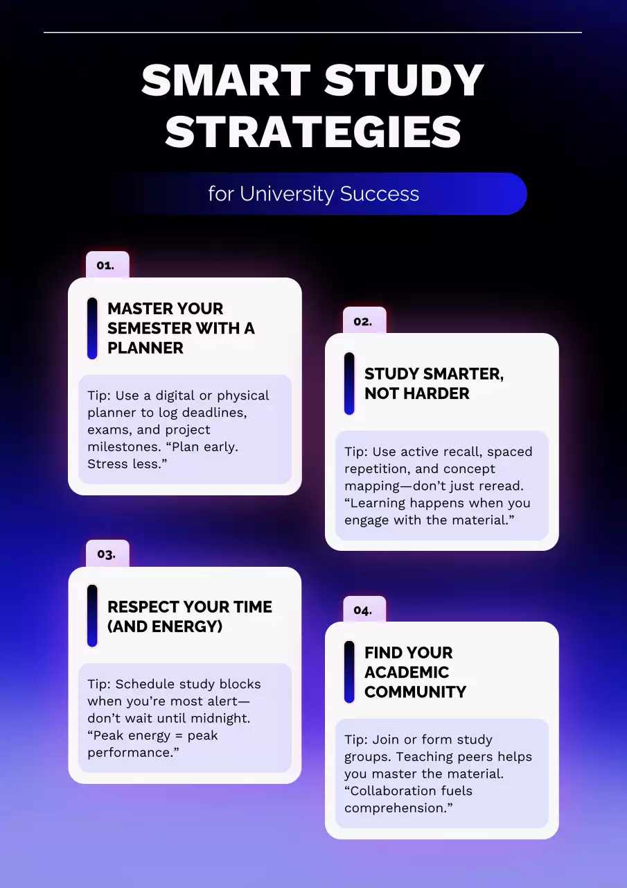 Dark Modern Study Tips Poster